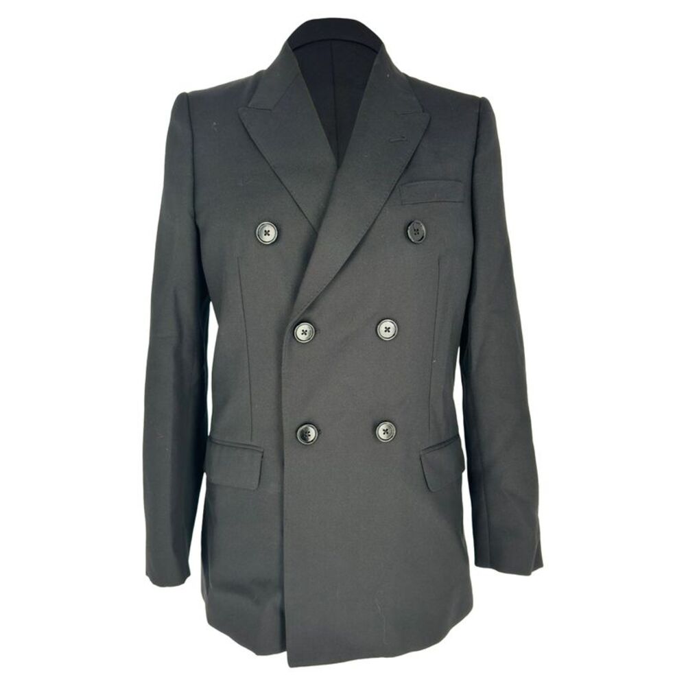 Celine Double-Breasted Tailored Blazer in Black Wool